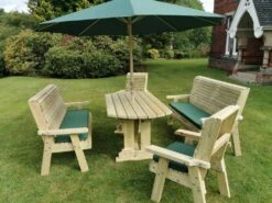 Churnet Valley Ergo 8 Seat Table Set - 2 X Chairs & 2 X 3-Seater Benches -Garden Furniture Store 46800 2528