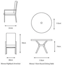LG Outdoor Monza 4 Seat Set With High Back Armchairs And Parasol 8 LG Outdoor Monza 4 Seat Set With High Back Armchairs And Parasol -Garden Furniture Store 51129 30460
