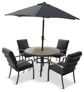 LG Outdoor Monza 4 Seat Set With High Back Armchairs And Parasol 4 LG Outdoor Monza 4 Seat Set With High Back Armchairs And Parasol - Image 2